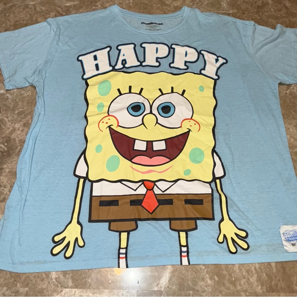 Spongebob Squarepants Women's Blue  T-Shirt  Size 3XL